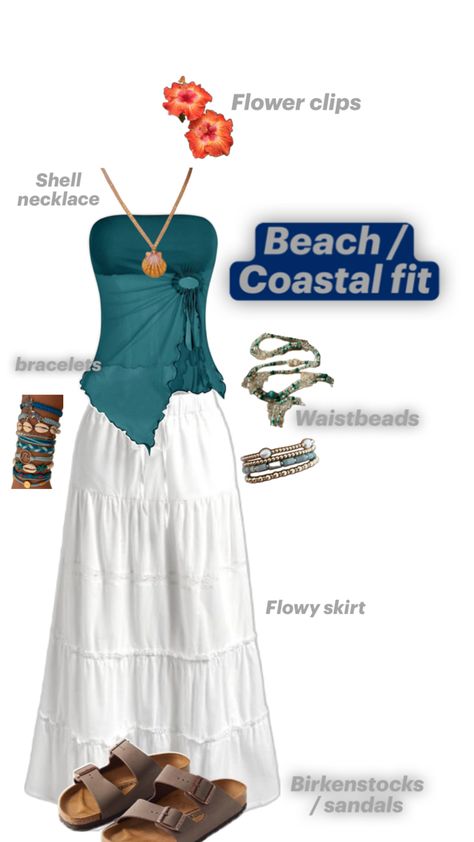 Aqua Beach Coastal fit with skirt tank sandals and beach bracelets waist beads and she’ll necklaces Beach Outfit Winter, Beach Winter Outfit, Fits With Skirts, Ocean Outfits, Beach Winter, Aqua Beach, Beach Bracelets, Waist Beads, Fitness Bracelet