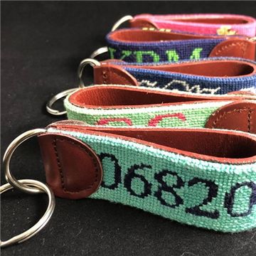 Needlepoint Key Fob Finishing Needlepoint Key Fob, Needlepoint Finishing, Needlepoint Patterns, Leather Shops, Top Grain Leather, Key Fob, Cool Gifts, Needlepoint, Hand Stitching