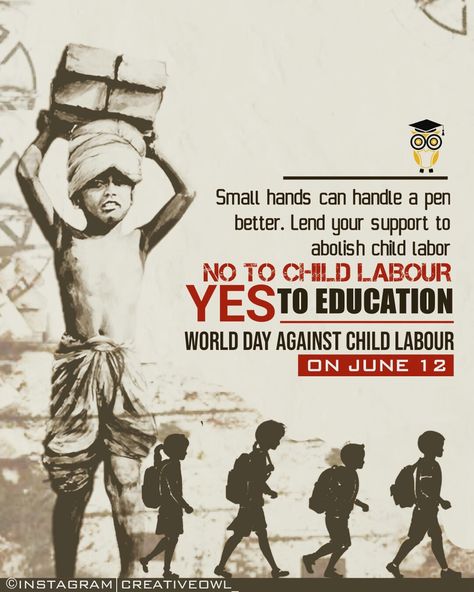 Poster Stop Child Labour Posters, Poster On Child Labour, Child Labour Poster, World Day Against Child Labour, Child Labour, Malayalam Cinema, World Days, Days Of The Year, Creative Posters