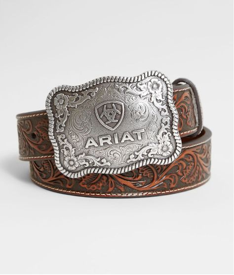 Accessories for him: Ariat tooled leather belt, sold with stamped western style buckle | Buckle Country Belt Buckles, Ariat Belts, Country Belts, Belt Buckles Men's, Cowgirl Belt, Granola Outfits, Belts And Buckles, Cowboy Belt Buckles, Cowgirl Belts