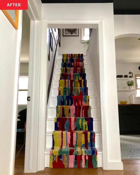 Carpeted Staircase, Staircase Styles, Painted Staircases, Staircase Runner, Stair Well, Removing Carpet, Sweat Equity, Carpet Tape, Staircase Makeover