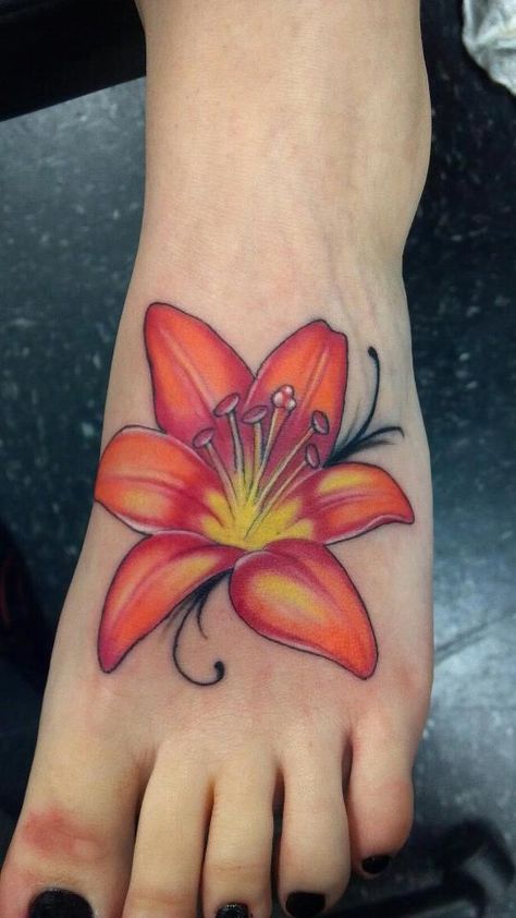 @blacklist ink #flower #orange #color #tattoo #joplin Orange Flowers Tattoo, Orange Flower Tattoo, Yellow Flower Tattoos, Hawaii Flower Tattoos, Plumeria Flower Tattoos, Orange Tattoo, Blue Flower Tattoos, Lily Tattoos, Red Flower Tattoos