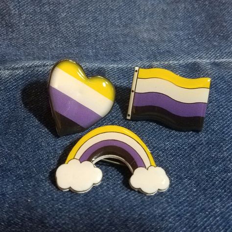 Nonbinary Wallpaper, Nonbinary Art, Non Binary Aesthetic, Non Binary Pride, Lgbtq Funny, Rainbow Pin, Non Binary, Rainbow Flag, Lgbtq Pride