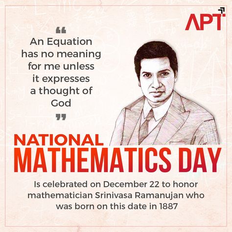 National Maths Day, National Mathematics Day, Mathematics Day, Srinivasa Ramanujan, Math Pictures, Maths Day, Learning Mathematics, Science Projects For Kids, 22 December