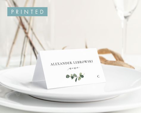 Printed Eucalyptus Place Cards, Greenery Escort Cards, Print and Ship Place Cards with Meal Choice Icons, Cards with Food Choices, SN014F by StudioNellcoteDesign on Etsy Place Cards With Meal Choice, Wedding Address Labels, Table Place Cards, Envelope Template, Food Choices, Wedding Envelopes, Addressing Envelopes, Printable Labels, Wedding Templates