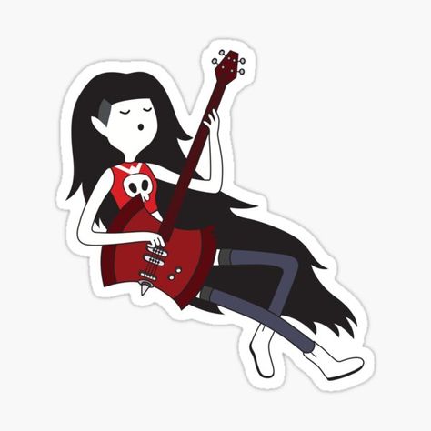 Marceline Sticker, Adventure Time Tattoo, Marceline And Bubblegum, Marceline The Vampire Queen, Guitar Stickers, Vampire Queen, Stickers Cool, Music Stickers, Scrapbook Stickers Printable