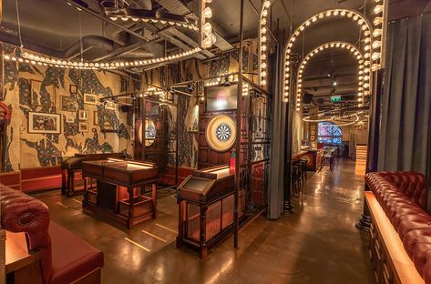 Venue - Flight Club Darts | Manchester Board Game Bar, Eccentric Home, Sports Pub, Club Lighting, Canal House, Cafe House, Flight Club, Lounge Design, Entertainment Bar