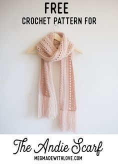 Free Crochet Pattern for the Andie Scarf - Megmade with Love Free Crochet Scarf, Crochet Scarf Pattern, شال كروشيه, Crochet Scarf Pattern Free, Confection Au Crochet, Crochet Blog, Crochet Winter, Haken Baby, Scarf Crochet Pattern