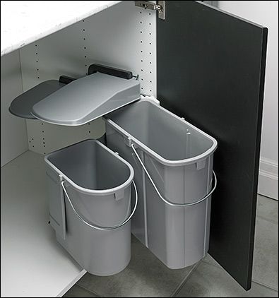 Swing-Out Dual Waste Bin - Lee Valley Tools Pull Out Garbage, Tiny Built Garbage Can In Cabinets, Pull Out Trash Cans With Lids, Pull Out Waste Bin, Low Cupboard, Pull Out Garbage Cabinet 12", Kitchen Cupboard Organization, Frameless Cabinets, Rev A Shelf