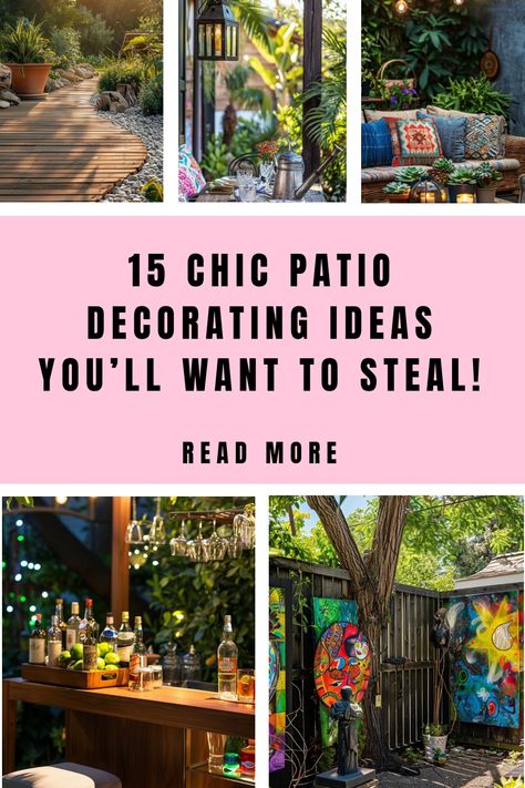 Transform your outdoor space with these 15 stylish patio decorating ideas! 🌿✨ From cozy seating areas to modern lighting, find the inspiration you need to create the perfect patio. #PatioDecor #OutdoorLiving #HomeInspiration Chic Patio, Gardening Zones, Diy Patio Decor, Small Fountains, Coastal Living Rooms, Vintage Lanterns, Cozy Seating, Patio Decorating Ideas, Patio Decorating