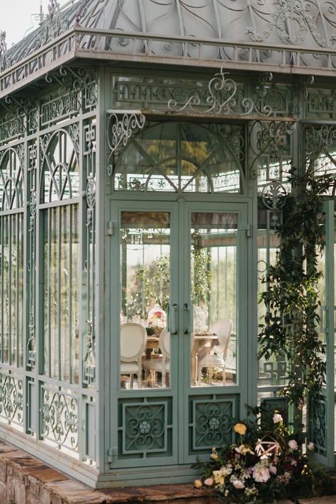 Orangery Interior, Glass Sunroom, Cottage Garden Sheds, Arch Gate, Glass Door Design, Conservatory Garden, Glass Structure, French Victorian, Glass Room