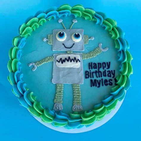 Robot Sheet Cake, Robot Theme Cake, Robot Birthday Cake, Levi Birthday, Robot Cake, Robot Theme, Robot Party, 3rd Birthday Cakes, Sheet Cakes