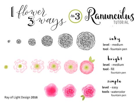 Ranunculus Tutorial designed by Ray of Light Design. Connect with them on Dribbble; the global community for designers and creative professionals. Buttercream Ranunculus, Ranunculus Drawing, Ranunculus Growing, Felt Ranunculus, Clooney Ranunculus, Ranunculus Sweater, Ranunculus Wallpaper, Ranunculus Tattoo, Blue Ranunculus