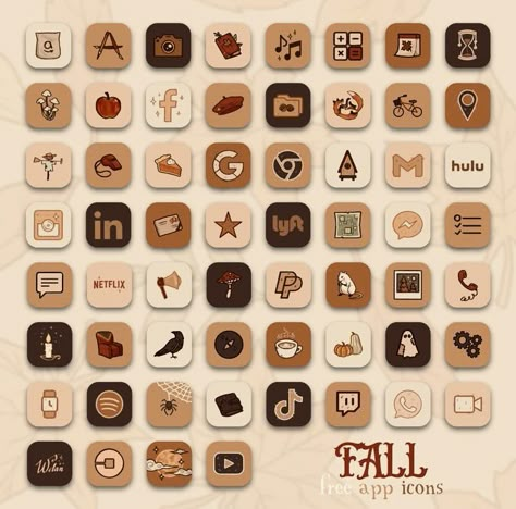 Asethic App Icons, Phone Games To Play, Fall App Icons Photos, Fall Phone Theme, Autumn App Icons, Fall Apps, App Icon Set, Fall App Icons, App Animation