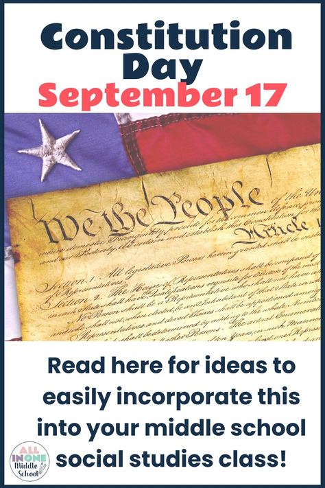 blog post on Constitution Day activities for middle school Classroom Constitution, Constitution Day Activities, Teaching Social Studies Middle School, Middle School Social Studies, Meaningful Activities, Constitution Day, Middle Schoolers, Teaching Middle School, The Constitution