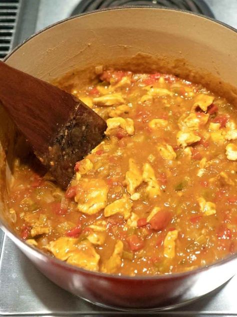 Heating the Chicken Étouffée Etouffee Chicken, Chicken Ettouffe Recipe, Chicken Etouffee Louisiana, Etoufee Recipe Louisiana Chicken, Et Tu Fe Recipe, Ettouffe Recipe, Chicken And Sausage Etouffee, Chicken Etouffee Recipe, Etouffee Recipe Easy