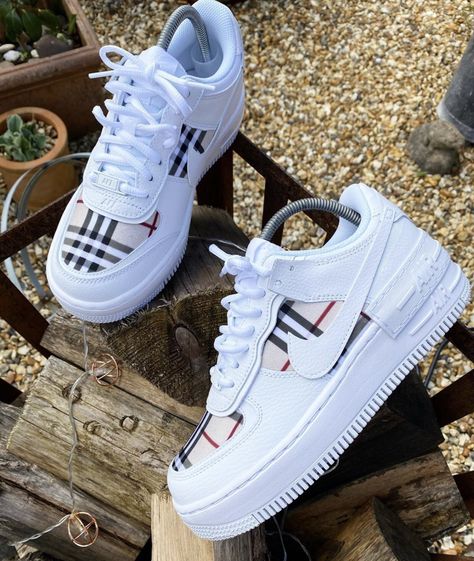 Burberry x Nike Air Force 1s Custom Shoes Diy, Painted Sneakers, Jordan Shoes Girls, Custom Nike Shoes, All Nike Shoes, Personalized Shoes, Nike Air Shoes, Cute Nike Shoes, Cute Sneakers