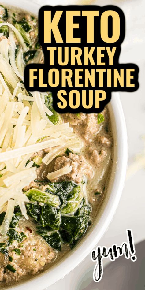 Keto Ground Turkey Soup Recipes, Keto Turkey Soup Recipes, Low Carb Turkey Soup, Keto Turkey Soup, Florentine Soup, Soup Turkey, Keto Turkey, Ground Turkey Soup, Milk Chicken