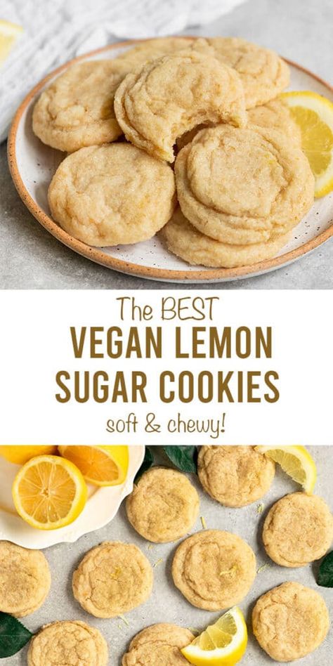 Vegan Drop Cookies, Diary Free Cookies, Eggless Lemon Cookies, Vegan Lemon Cookies, Simple Sugar Cookie Recipe, Chewy Lemon Cookies, School Baking, Resepi Biskut, Sugar Cookie Recipe Easy