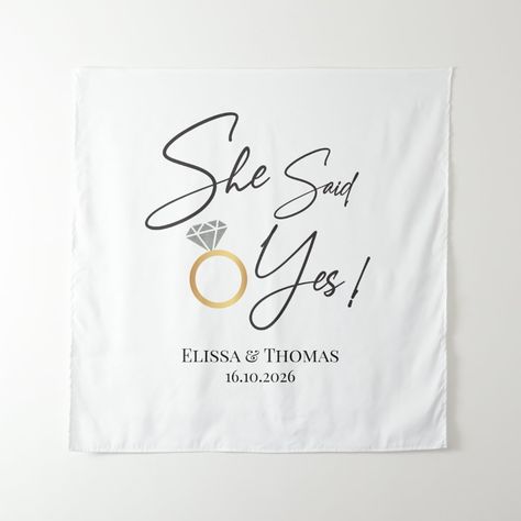 She said Yes! Engaged wedding Backdrop banner Photobooth Backdrop, Wedding Photobooth, Photo Booth Backdrop Wedding, Zazzle Wedding, She Said Yes, Engagement Party Decorations, Wedding Banner, Popular Wedding, Ring Black