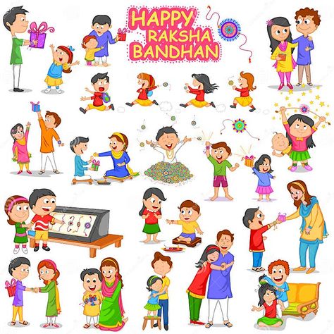 Brother and Sister in Raksha Bandhan Stock Vector - Illustration of hinduism, holiday: 58339993 Raksha Bandhan Drawing, Raksha Bandhan Cards, Raksha Bandhan Photos, Happy Raksha Bandhan Images, Raksha Bandhan Greetings, Raksha Bandhan Images, Rakhi Cards, Happy Durga Puja, Moon Cartoon