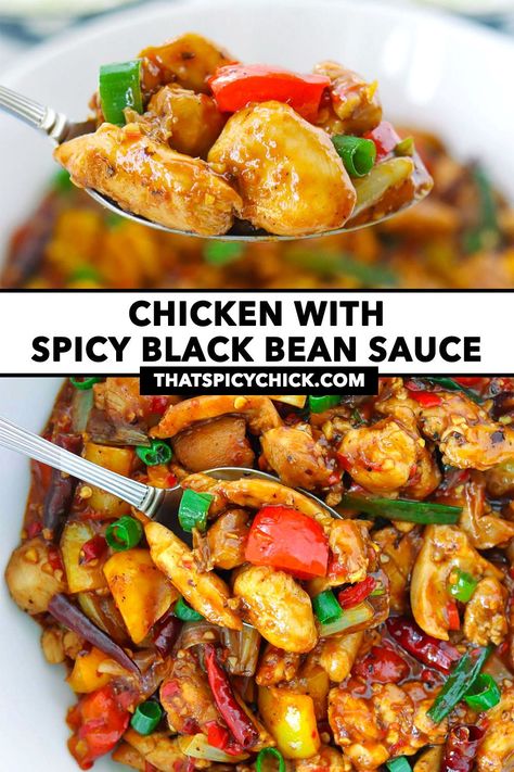 Black Bean Sauce Chicken, Asian Recipes Beef, Easy Weeknight Chicken, Dried Red Chili Peppers, Weeknight Chicken, Black Bean Chicken, Bean Sauce, Black Bean Sauce, Chicken Stir Fry