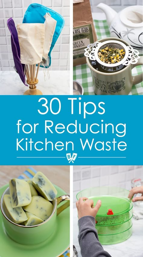 So many great tips, and less intimidating than going fully "zero waste". This list of 30 tips for reducing kitchen waste is full of ideas to help build money-saving, eco-friendly habits for an environmentally conscious lifestyle. #greenliving #zerowaste #recycling #household #ecofriendly Waste Free Living, Environmentally Friendly Living, Conscious Lifestyle, Eco Kitchen, Waste Reduction, Zero Waste Kitchen, Eco Friendly Kitchen, Waste Free, Kitchen Waste