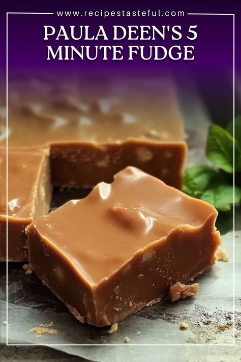 A quick and indulgent treat, Paula Deen's 5-Minute Fudge combines rich chocolate, creamy marshmallows, and a hint of vanilla, all ready in just five minutes. Paula Deen Five Minute Fudge, Paula Deen 5 Minute Fudge, Paula Deen Fudge, 5 Minute Fudge, Paula Deen Recipes, Celebrity Recipes, Candy Recipes Homemade, Paula Deen, Desserts Recipes