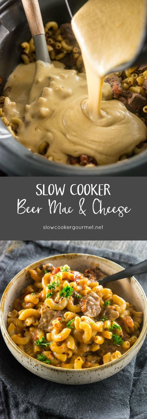 Slow Cooker Beer Mac & Cheese is a grown up twist on a classic family favorite! So delicious, creamy and rich you'll never look at mac & cheese the same way again! Beer Mac And Cheese, Cooking With Beer, Tailgate Food, Mac Cheese, Beer Recipes, Crock Pot Slow Cooker, Crock Pot Cooking, Slow Cooker Beef, So Delicious