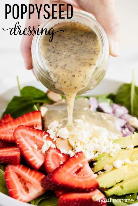 Poppyseed Dressing Recipe, Poppyseed Salad Dressing, Sweet Salad Dressings, Easy Salad Dressing Recipes, Seed Salad, Seed Recipes, Poppyseed Dressing, Easy Salad Dressing, Quick Salads