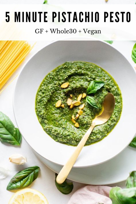 Classic Pesto Recipe, Spinach Basil Pesto, Whole30 Vegan, Pesto Vegan, Coconut Curry Soup, Pistachio Pesto, Whole Roasted Cauliflower, Cold Pasta Salad, Vegan Pesto