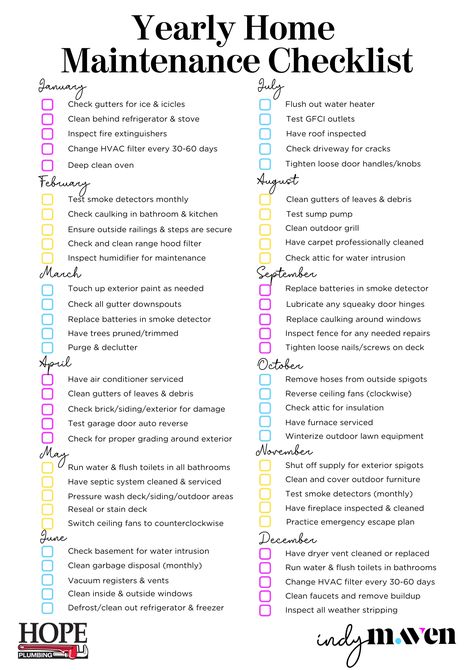 Quarterly Home Maintenance, House Maintenance Checklist, Yearly Home Maintenance Checklist, Yearly Home Maintenance Schedule, January Home Maintenance Checklist, June Home Maintenance Checklist, Seasonal Home Maintenance Checklist, Monthly Home Maintenance Checklist, Homeowner Checklist