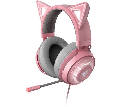 Buy RAZER Kraken Kitty Edition 7.1 Gaming Headset - Pink | Free Delivery | Currys Razer Kraken Kitty, Cat Ear Headset, Razer Gaming, Headphones With Microphone, Pc Portable, Gaming Headphones, Adjustable Headband, Active Noise Cancellation, Usb Hub