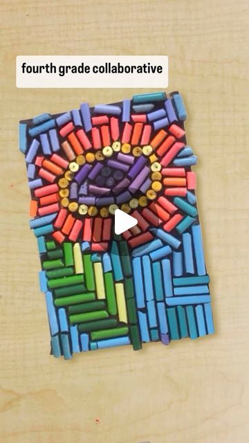 Art Projects For 2nd And 3rd Graders, 1st Grade Crafts Summer, Crafts With Old Crayons, Crayon Mosaic, Art Projects For Kids Elementary, Collaborative Art Projects For Kids, Mosaics For Kids, Tk Ideas, Summer School Crafts