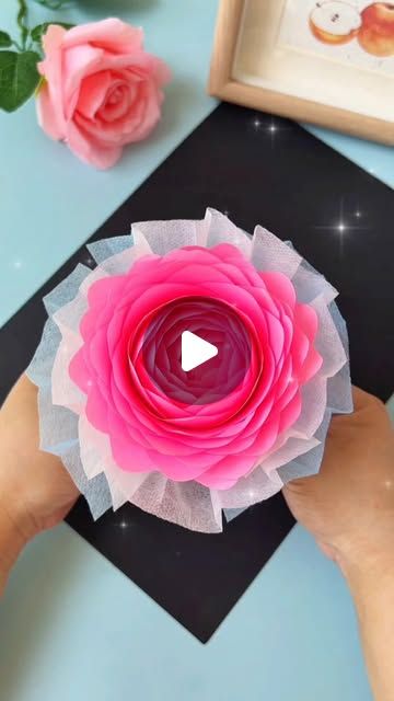 Paper Flower With Stem, Beautiful Roses Bouquet, Lantern Hanging, Birthday Surprises, Easy Mandala Drawing, Easy Mandala, Cone Crafts, Ribbon Rose, Simple Mandala