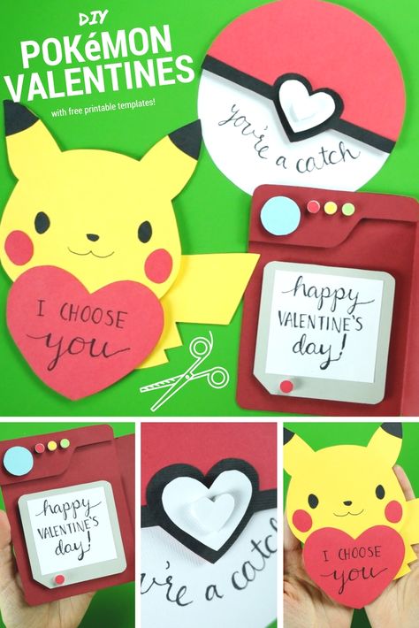 Pokemon Valentines Day, Pokémon Valentines, Pokeball Diy, Pokemon Valentine Cards, Pokemon Valentines, Cute Tutorial, Pokemon Valentine, Diy Pokemon, Valentines Day Gifts For Him Boyfriends