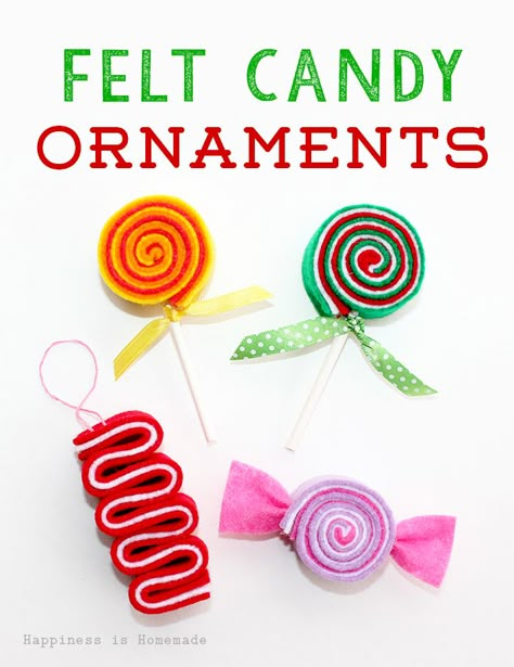 Felt Candy Ornaments Felt Candy Ornaments, Felt Candy, Tovad Ull, Candy Christmas Tree, Candy Ornaments, Candy Christmas Decorations, Christmas Ornaments Homemade, Felt Christmas Ornaments, Christmas Crafts For Kids