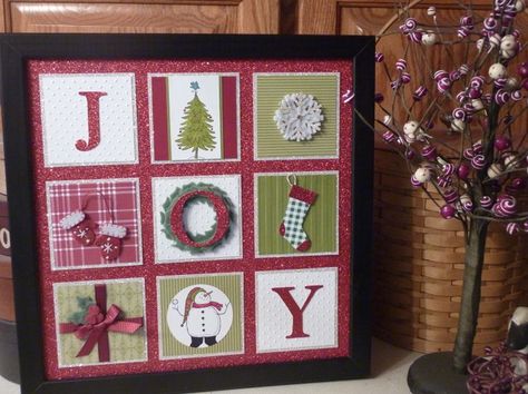 Christmas Sampler, Box Frame Art, Christmas Shadow Boxes, Joy Christmas, Stampin Up Christmas, Christmas Frames, 3d Christmas, Marianne Design, Winter Cards