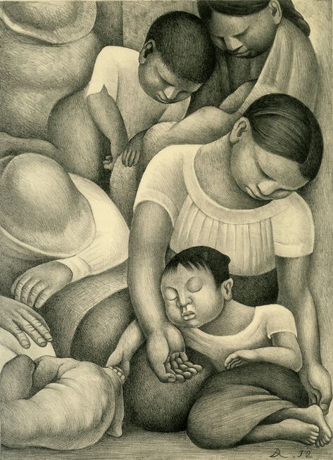 'Sleep' (1932) by Mexican artist Diego Rivera (1886-1957). lithograph,15 7/8 x 11 7/8" via MoMA Diego Rivera Art, Diego Rivera Frida Kahlo, Frida And Diego, Diego Rivera, Mexican Artists, Art Brut, Wow Art, Mexican Art, A Drawing