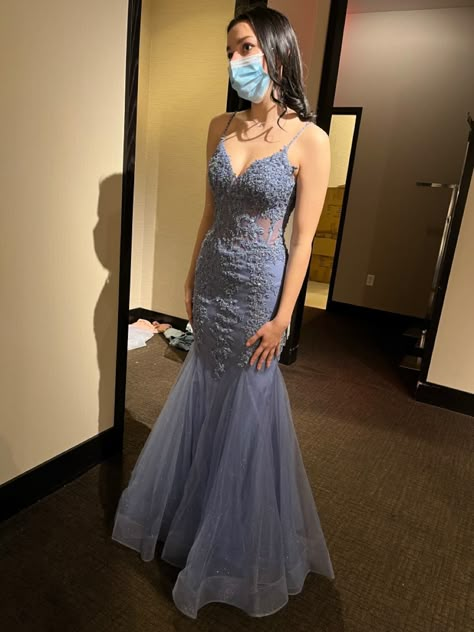 Dusty Blue Prom Dress, Backless Mermaid Dress, Lace Long Prom Dress, Prom Dress Mermaid, Dream Prom Dress, Classy Prom, Senior Prom Dresses, Classy Prom Dresses, Blue Prom Dress