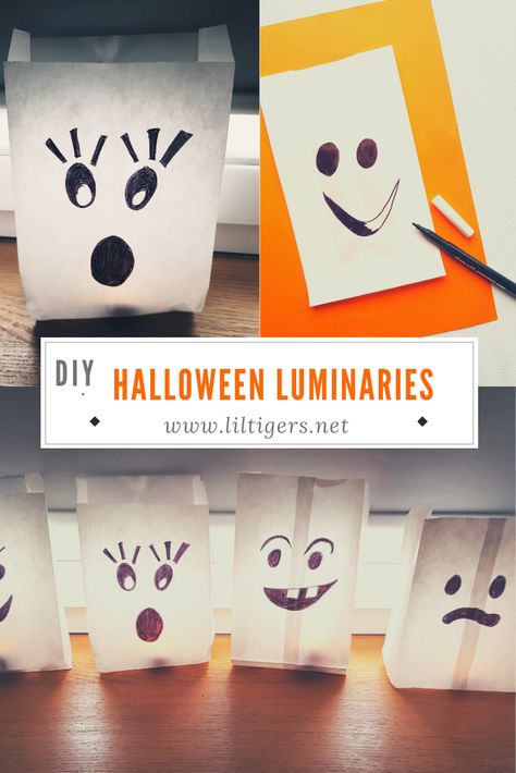 Easy DIY Halloween luminaries. Try this fun Halloween craft with your children. They are flameless and pet safe. Click through now and get inspired. #halloween #halloweencraft Halloween Luminaries Diy, Luminaries Diy, Diy Dollar Tree Crafts, Diy Halloween Luminaries, Luminary Diy, Halloween Diy Paper, Halloween Activities For Toddlers, Halloween Lighting, Halloween Luminaries