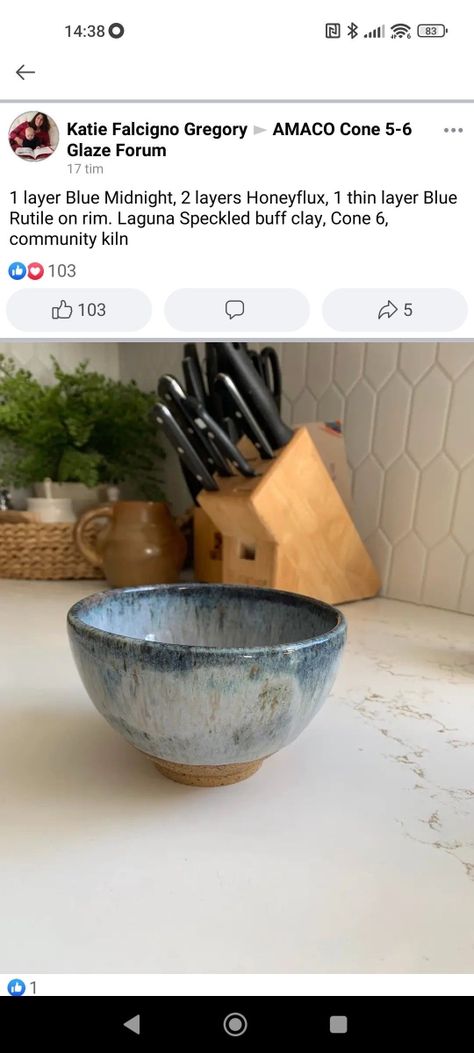 Laguna Speckled Buff Clay, Amaco Blue Midnight Glaze Combinations, Amaco Glaze Layering, Glaze Inspiration, Blue Rutile, Diy Keramik, Glazing Ideas, Clay Lesson, Glaze Combinations