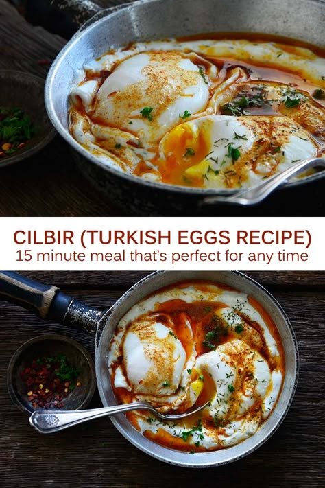 Boiled Eggs Recipes Dinner, International Breakfast Recipes, International Breakfast, Turkish Dishes, Turkish Eggs, Spiced Butter, Turkish Breakfast, Egg Recipe, Turkish Food