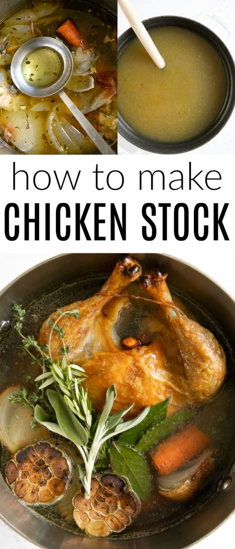 Make Chicken Stock, Make Chicken Broth, Chicken Stock Recipe, Stock Recipes, Vegetable Scraps, Homemade Chicken Stock, Bone Broth Recipe, Chicken Healthy, Raw Chicken