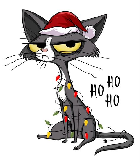 Happy cat christmas is coming Christmas Cat Cartoon, Christmas Evil, Cat With Santa Hat, Christmas Drawings, Evil Cat, Santa Cat, Cat Cartoon, Creative Eye, Cat Christmas