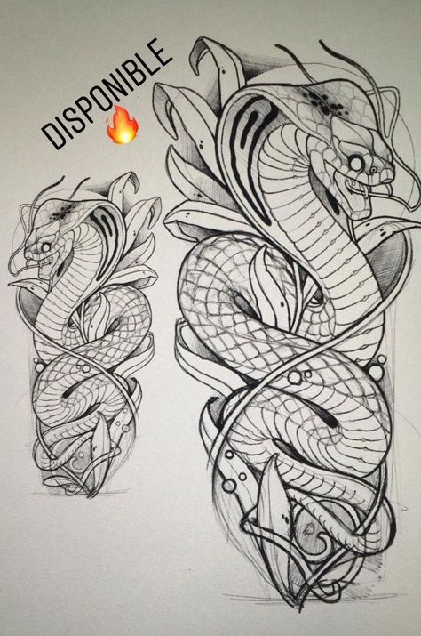 Japanese Snake Tattoo, Cobra Tattoo, Tier Tattoo, Serpent Tattoo, Snake Drawing, Snake Tattoo Design, Sketch Tattoo Design, Tattoo Art Drawings, Japanese Tattoo Art