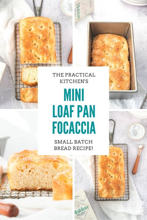 This scaled down small batch focaccia recipe uses just one cup of flour to make a mini focaccia that bakes up golden brown and fluffy on top with a crispy bottom in a standard loaf pan. It's the perfect size if you're cooking for one or two, want to reduce wasted ingredients, or just don't need a whole focaccia. You don't need any fancy equipment to make this. It's so easy! Mini Focaccia, Easy Focaccia, Foccacia Bread, Focaccia Bread Recipe, Focaccia Recipe, Mini Loaf Pan, Focaccia Bread, Mini Loaf, Cooking For One