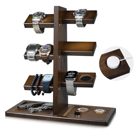 Dresser Decoration, Display Tower, Watch Display Case, Wooden Watches For Men, Wooden Items, Watch Stand, Watch Holder, Local Products, Watch Charger