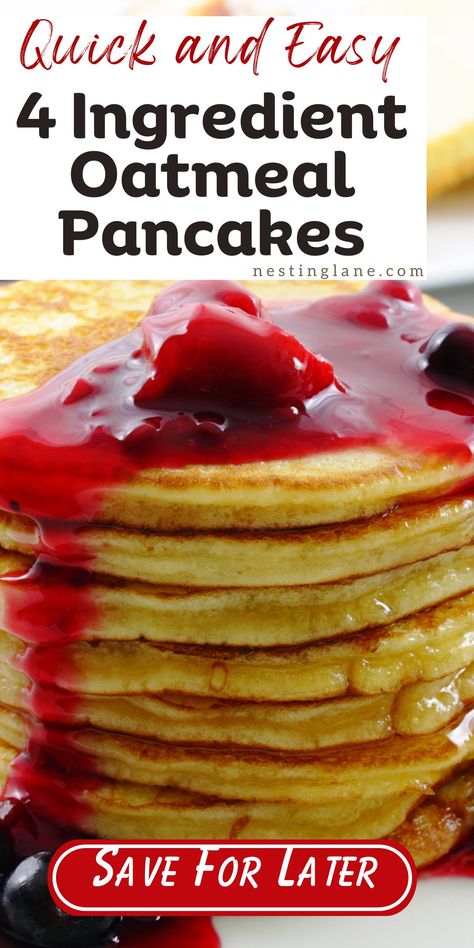 Start your day with these quick and easy 4-ingredient oatmeal pancakes! Perfect for breakfast or brunch, this healthy homemade recipe is light, fluffy, and packed with wholesome goodness. With just a few simple ingredients, you can whip up a tasty stack of pancakes that’s satisfying and ideal for busy mornings. Whether you're meal prepping or making them fresh, these pancakes are a go-to option for a hearty and delicious breakfast. Easy Oatmeal Pancakes Healthy, Oatmeal Pancakes Easy 3 Ingredients, Healthy Pancakes Oatmeal, Healthy Pancake Mix, Healthy Pancakes Easy, Oatmeal Pancakes Easy, Pancakes Oatmeal, Weight Watchers Pancakes, Oatmeal Pancakes Healthy