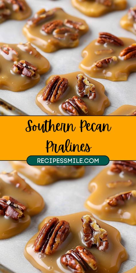 These Southern pecan pralines are a true indulgence—crispy, crunchy pecans coated in a rich, buttery caramelized sugar syrup. The result is a melt-in-your-mouth treat that embodies the best of Southern confectionery. Whether you're gifting them to friends or simply satisfying your own sweet tooth, these pralines are sure to delight. Southern Pralines Recipe, New Orleans Praline Recipe, Creamy Pralines Recipe, Praline Pecans Recipe, Homemade Pralines, Pecan Praline Recipe, Southern Pecan Pralines, Pecan Pralines Recipe, Pecan Recipes Easy